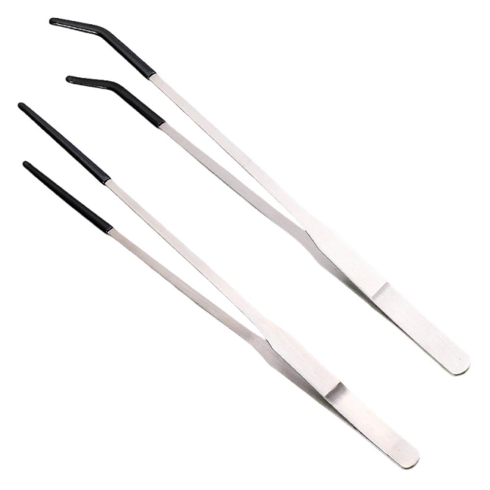2Pcs Stainless Steel Aquarium Feeding Tweezers 27CM Non-slip Reptile Feeding Tongs with Rubber Head Dazzling Aquarium Clip Tools