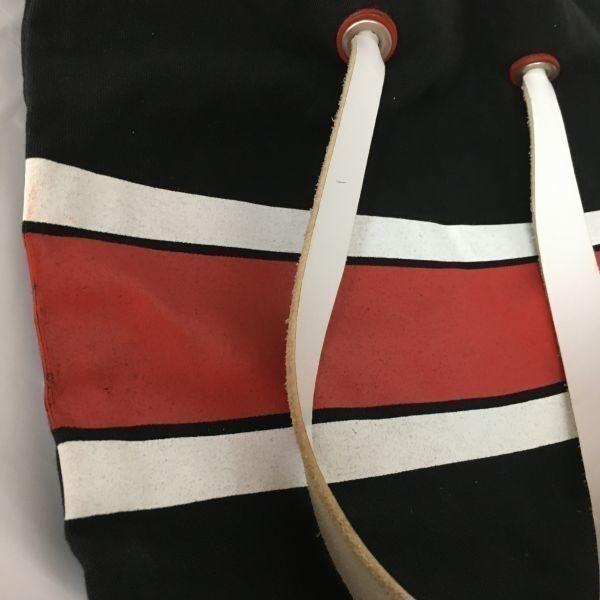 Bill Amberg England Made Tote Bag Black × Red × White Stripe Canvas(USED)