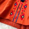 Summer Vintage Women Blouse Embroidered Puff Sleeve Color Block Ethnic Style Camisa Feminina Casual Tops