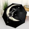 1pc Moon Cat Automatic Open/close Umbrella, 8-Rib Sturdy Structure, Artistic Pattern, Compact Design, Fashion Lovers L050