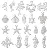 6 Sets Alloy Pendants Kits, Ocean Themes Charms, Silver, 12.5~28x6.5~20x1.5~4mm, Hole: 1.1~2.5mm, 20pcs/set