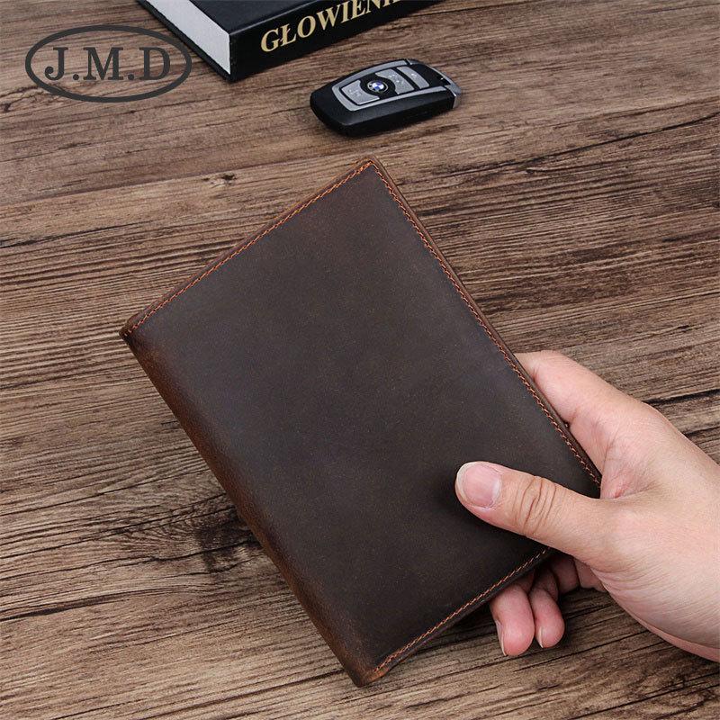 

Jiameida Винтажная сумка из кожи Crazy Horse с RFID-защитой от кражи для паспорта и карт с отделением для монет. темно-коричневого