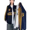 American Retro Three-stripe Lettered Velvet Thickened Jacket for Women