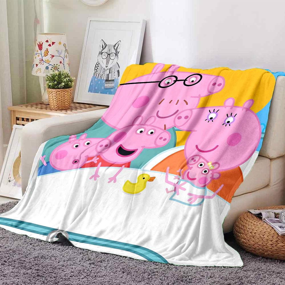 Peppa Pig Theme Printed Blanket - Perfect for Couch, Bed, Travel & Outdoor Use | Machine Washable, Cozy & Durable.