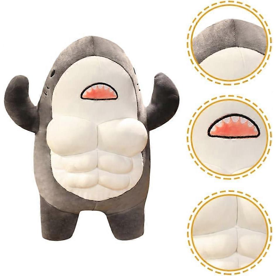 45cm Adorable Muscle Shark Doll Stuffed Toy - Kids Soft Cartoon Whale Plush, Banana Man Isopod Floppa Decorative Pillow