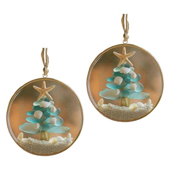 Sea Glass Nativity Christmas Ornament Beach-Inspired Hanging Ornament Nativity Christmas Tree Decoration for Xmas Tree Coastal Home Decor