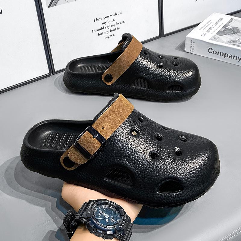 Fashion Men Clogs Summer Slippers Buckle Design Beach Sandals Soft Garden Shoes Casual Outdoor Slides Breathable Slippers Home Shoes