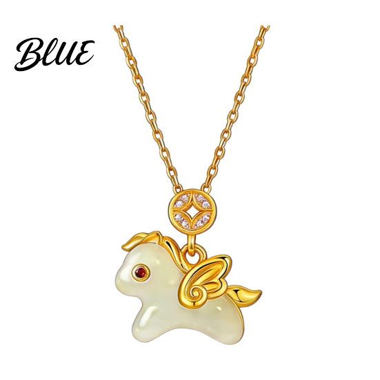 Horse Pendant Jewelry Necklace Zodiac Animal Cute Charm Women Chinese