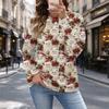 Women's Casual Polka Dot Christmas Print Top for Fall and Winter, Versatile Blouse