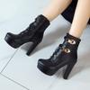 Damen High Heel Stiefeletten Neue Wasserdichte Plateau klobige Große Römische Stiefeletten für Herbst und Winter