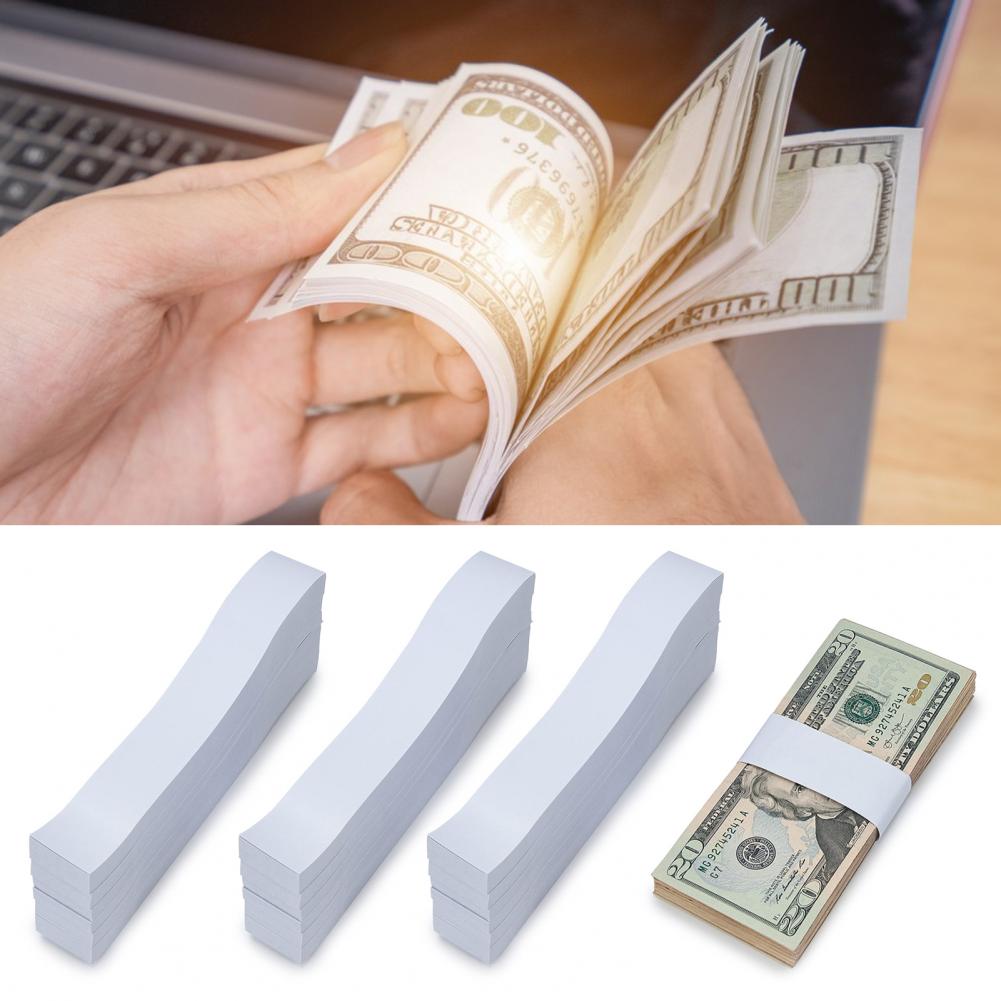 Self Sealing Cash Straps Self-adhesive Money Bands 300pcs Self Sealing Money Bands Professional White Cash for Supermarkets
