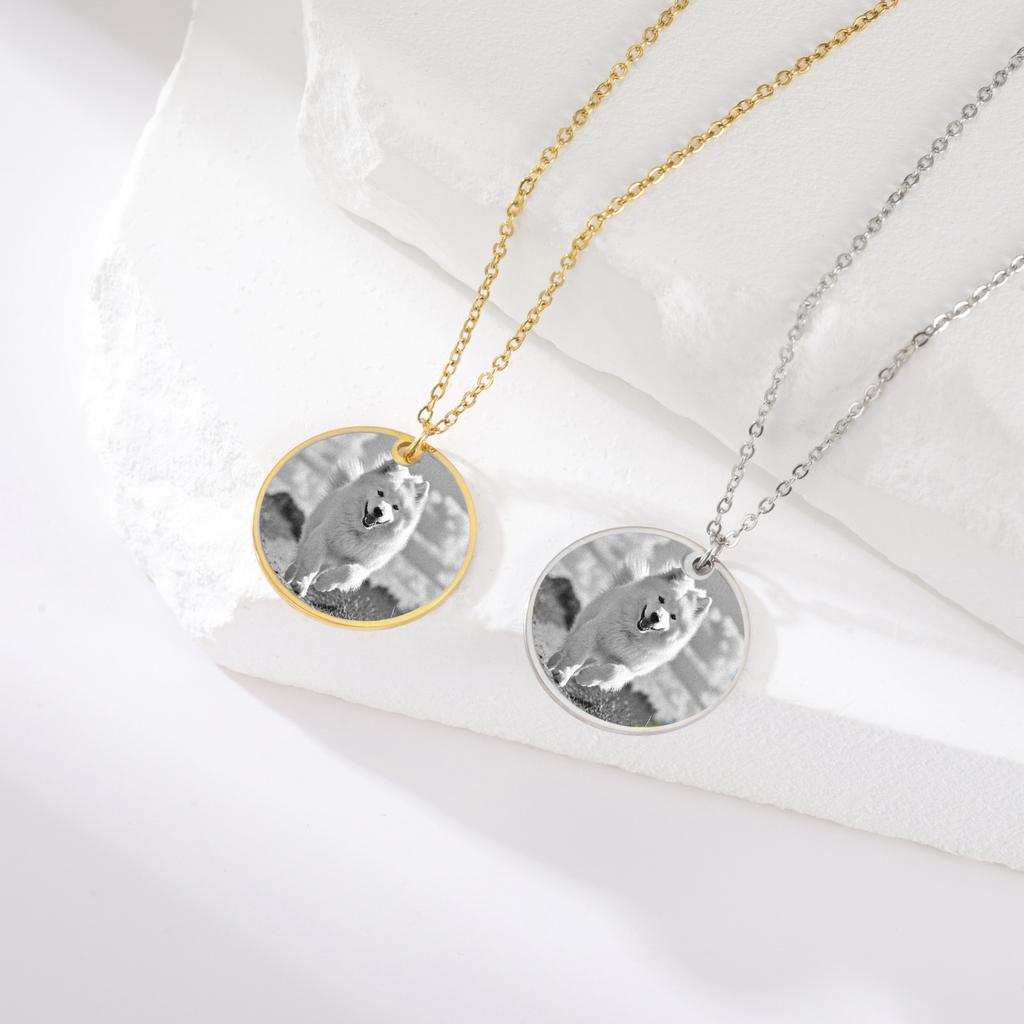 Jeshayuan Custom Picture Necklace Personalized Dog Tag/Disc/Heart Pendant Picture Jewelry Engraved Memory Chain with Photo