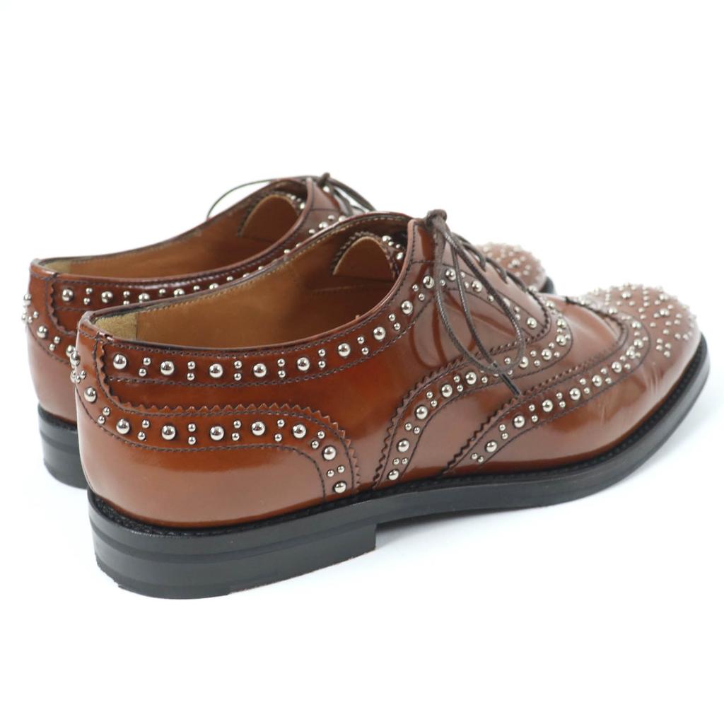 Great CHURCH'S Leather shoes Burwood Met Studs Wingtip Brown leather Women 36.5 Used