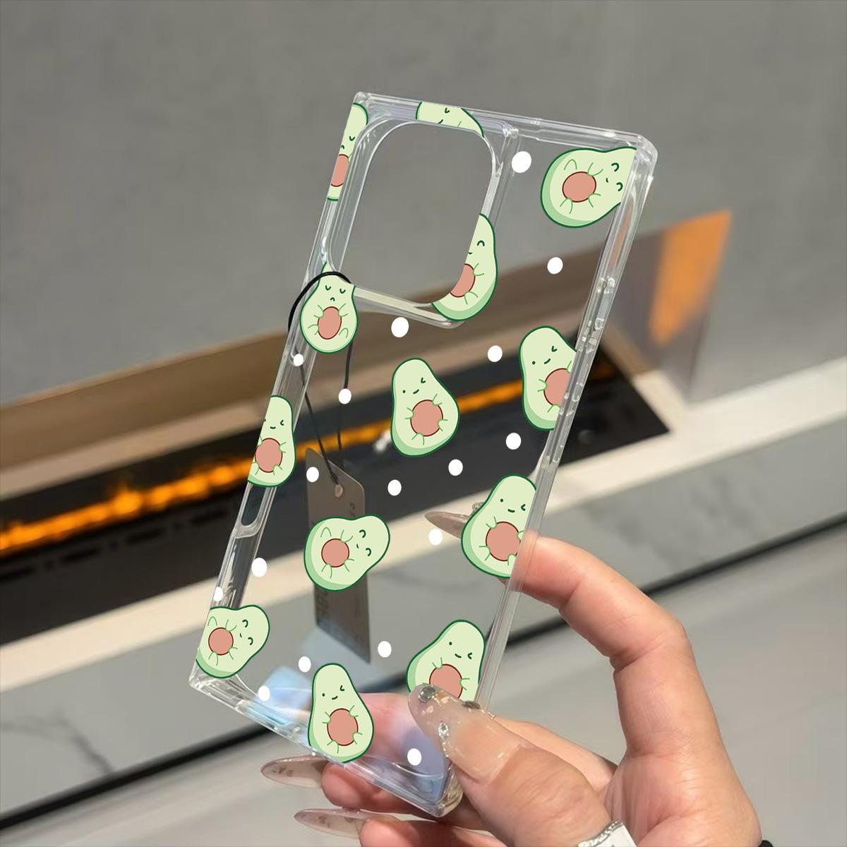 

Прозрачный квадратный чехол-трубка с защитой задней панели для iPhone 11 12 15 Plus 14 Pro Max 16 ProMax 13 с узором из зеленых фруктов iphone 11 ProMax