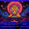 Schwarzlicht Tiger Wandteppich Tiere UV-reaktiv Schwarzlicht Galaxie Landschaft Wandteppiche Leuchten im Dunkeln Neon Hintergrund Ästhetisch