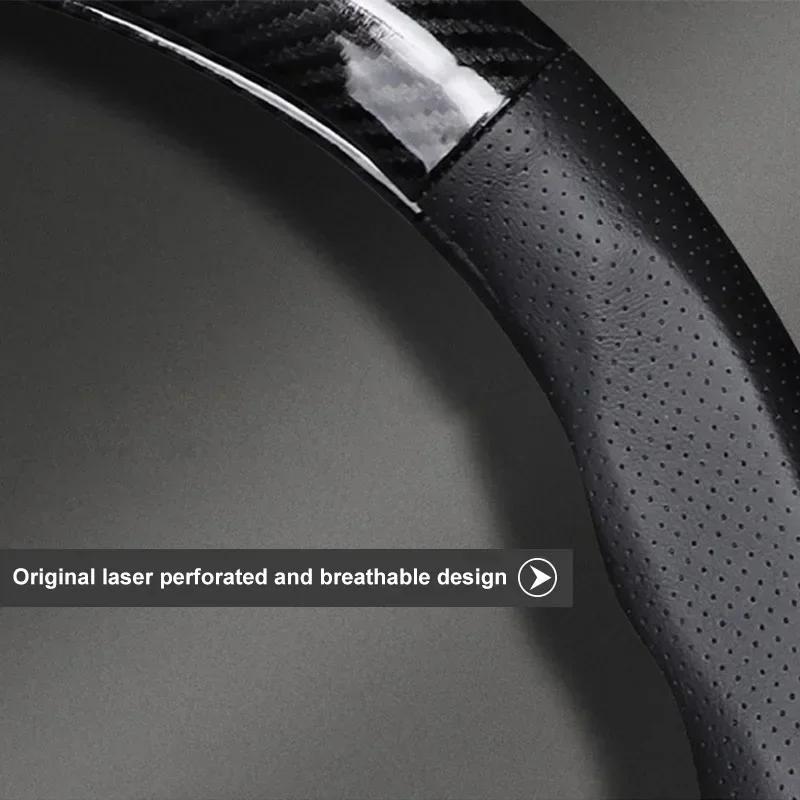For VOLKSWAGEN VW GTI B6 VW For Volkswagen Leather Fiber Car Steering Wheel Cover Emblem Carbon Protector Non-slip Wear-resistan