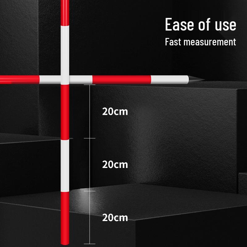 Benchmark Aluminum Alloy Measurement Pole: Thickened, Red and White Scale, Available In 2m, 3m, and 5m Lengths for Engineering Surveying.