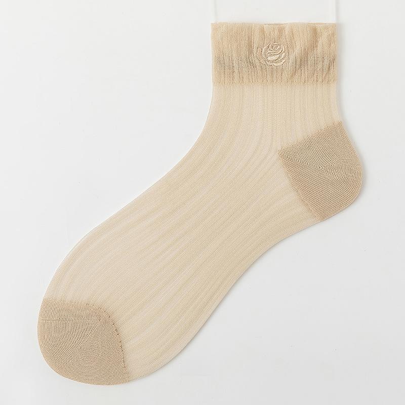 

Женские весенне-летние полосатые влагоотводящие дышащие носки-подследники из кристаллического шелка 1 pair телесный