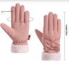 Ski Gloves Women Winter Fleece Thickened Warm Plush Cotton Waterproof Touch-Screen Gloves For Outdoor Riding Mountaineering