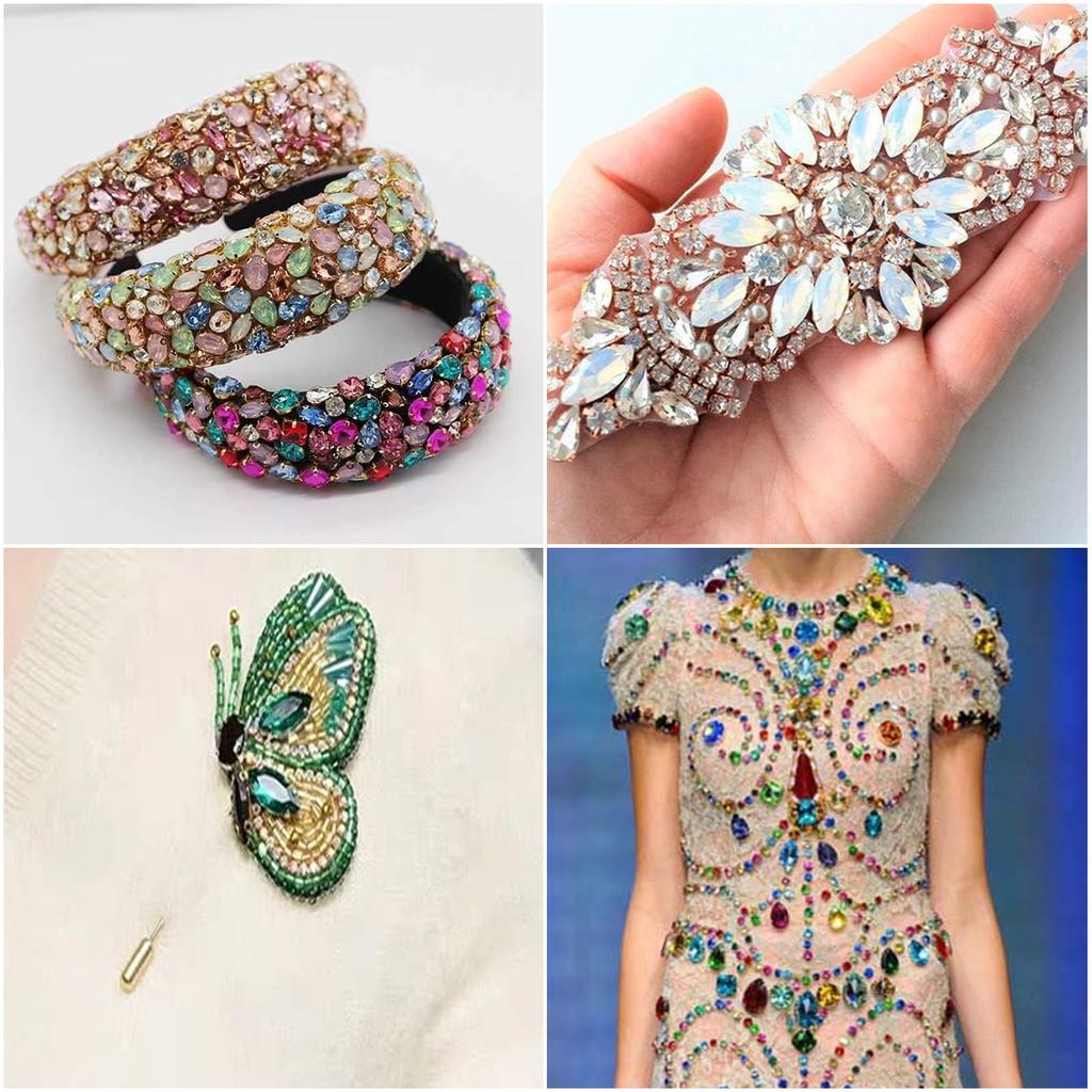 50pcs Water Drop Claw Rhinestones Stainless Steel Gold Bottom Acrylic Pointed Claw Drill For DIY Clothing Headwear Jewelry Decor