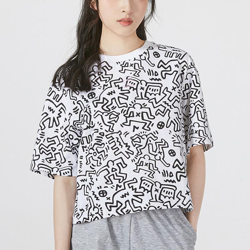 Adidas T Shirts Women's Black/White Crew Neck Moderate Straight Fit HD7248