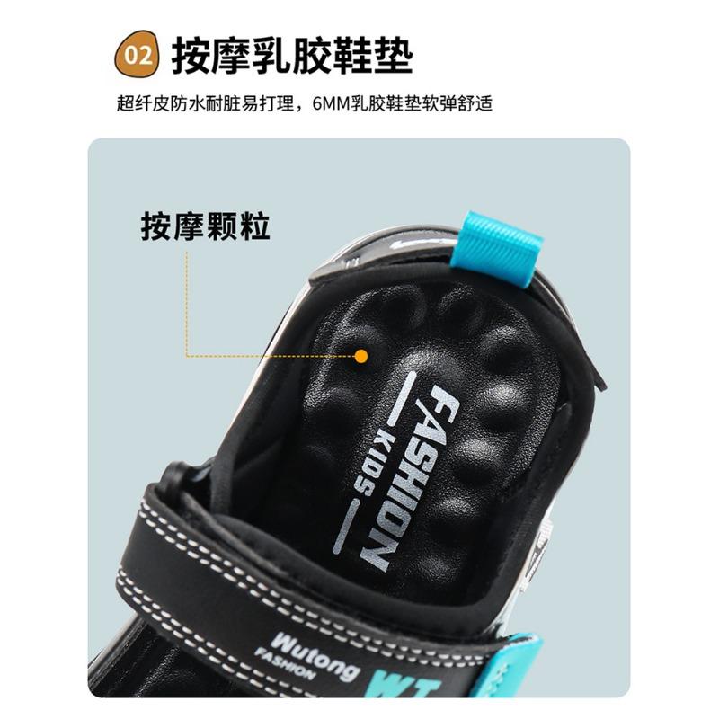 Boys Air Cushion Sole Velcro Sports Sandals Breathable Thick Sole Summer Casual Beach Shoes
