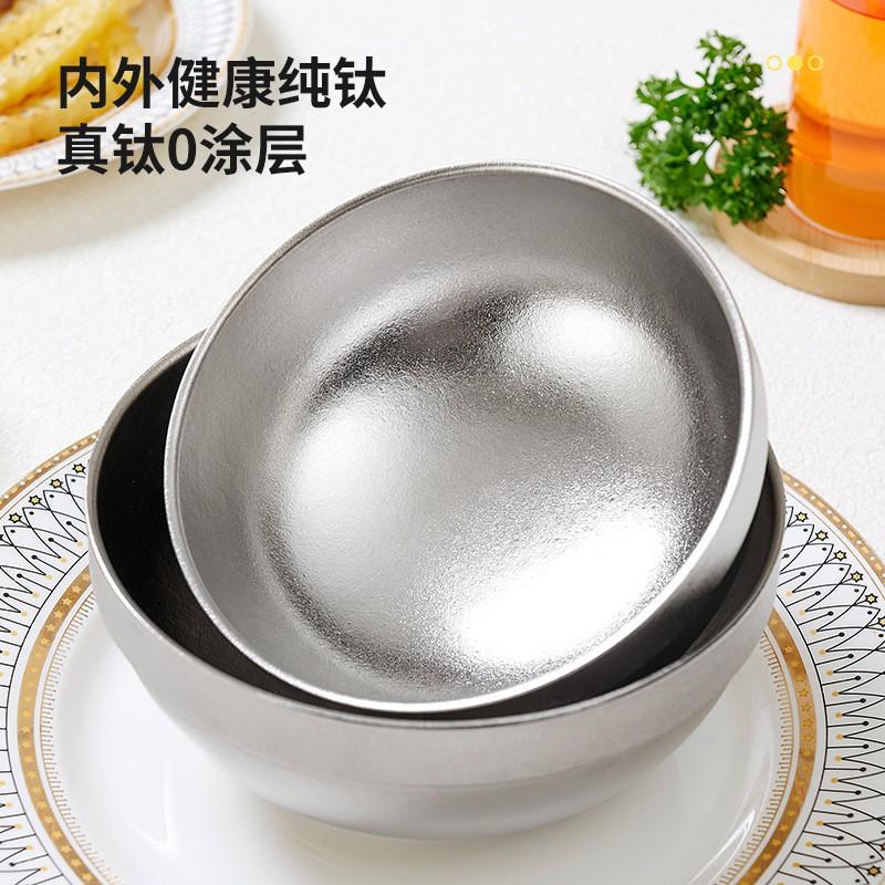 Pure Titanium Bowl Outdoor Camping Hiking Portable Heat Resistant Antibacterial Dinnerware 12-20cm Size
