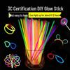 Fluorescent Glow Stick Bracelet: Dazzling, Luminous, Silver-Colored Party Accessory for Kids. Attaches To Clothes, Perfect for Parties!