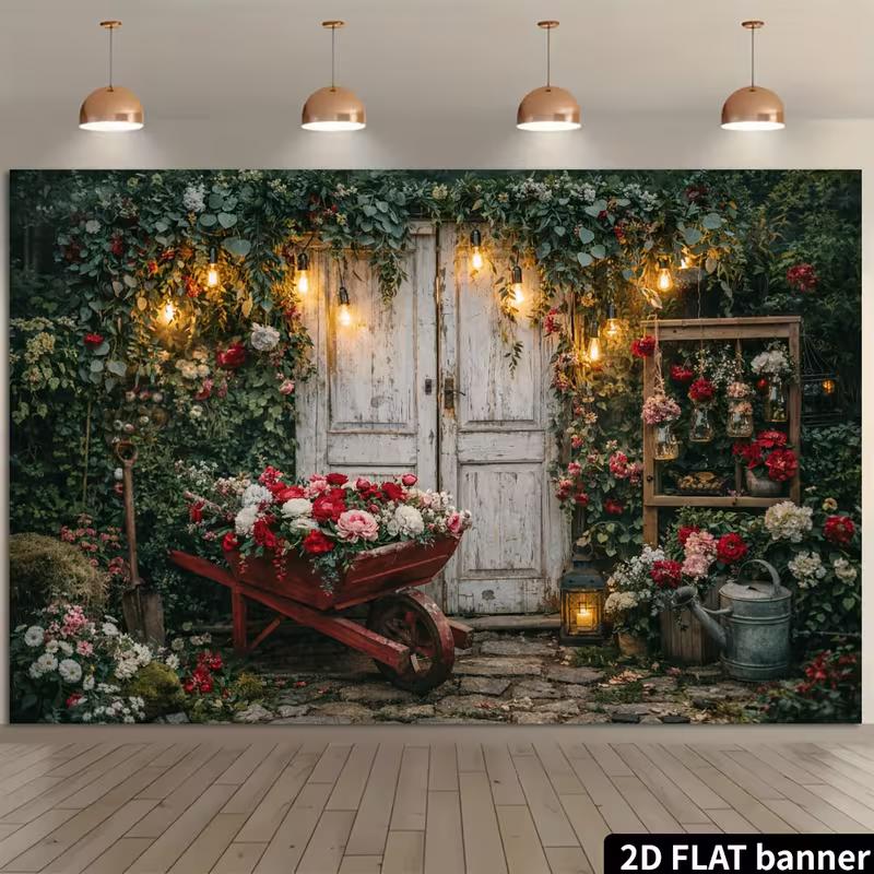 2D Cottage Greenery Floral Bridal Shower Photography Backdrop