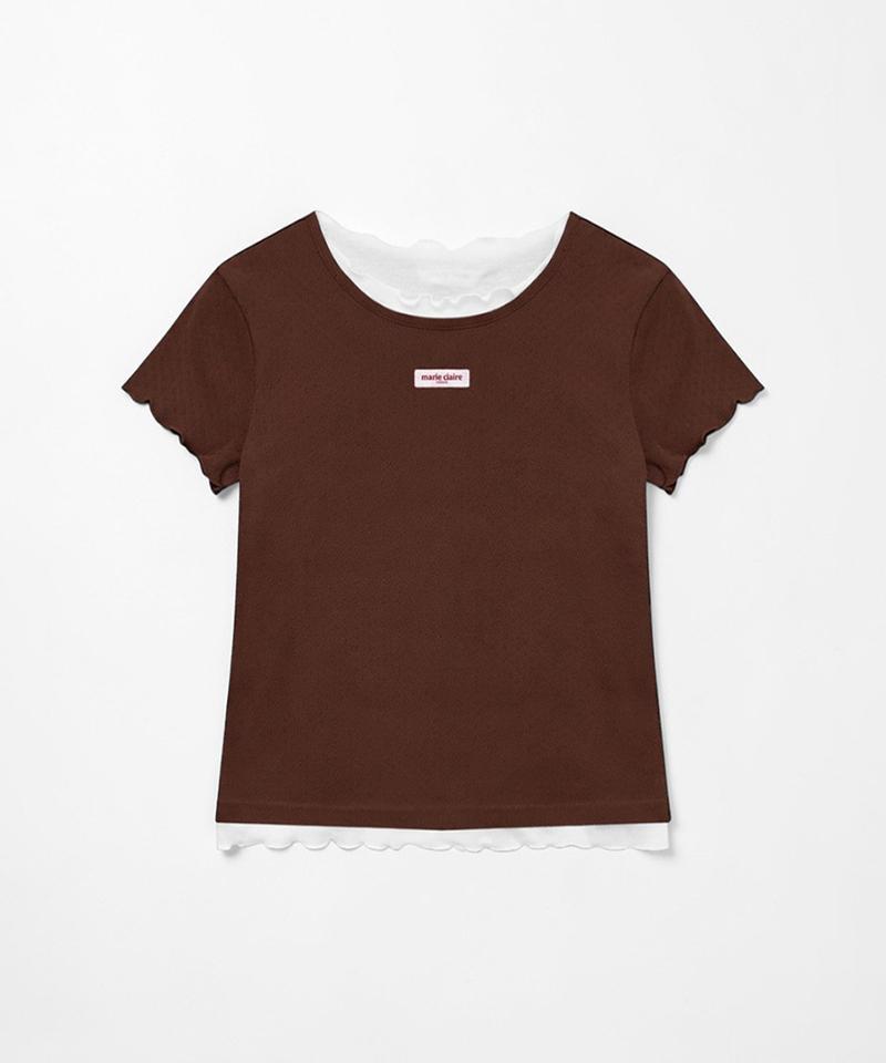 MARIE CLAIRE Label Punching Layered T-Shirt (Magbts08M)