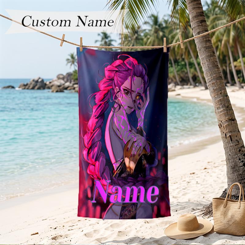 Rumi Custom Name Printed Beach Towel Personalized Soft Towel For Swimming Beach Travel
