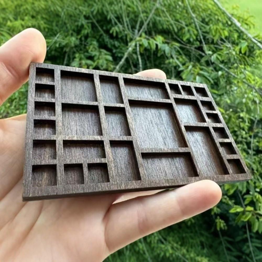 Mini Porta-Joias de Madeira com Múltiplos Compartimentos Prateleira de Casa de Bonecas Armazenamento de Espécimes Minerais