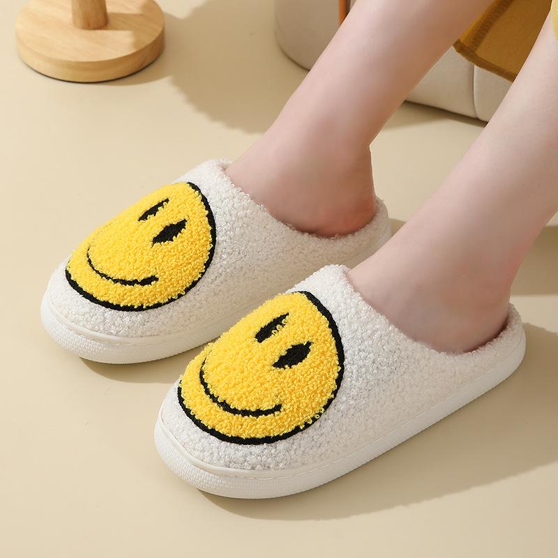 Cartoon smiley cotton slippers winter women's indoor home non-slip household autumn and winter warm slippers