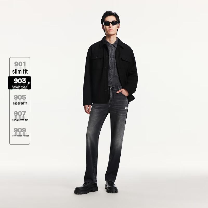 JACK&JONES Men's Whiskered Washed Straight-Leg Denim Jeans