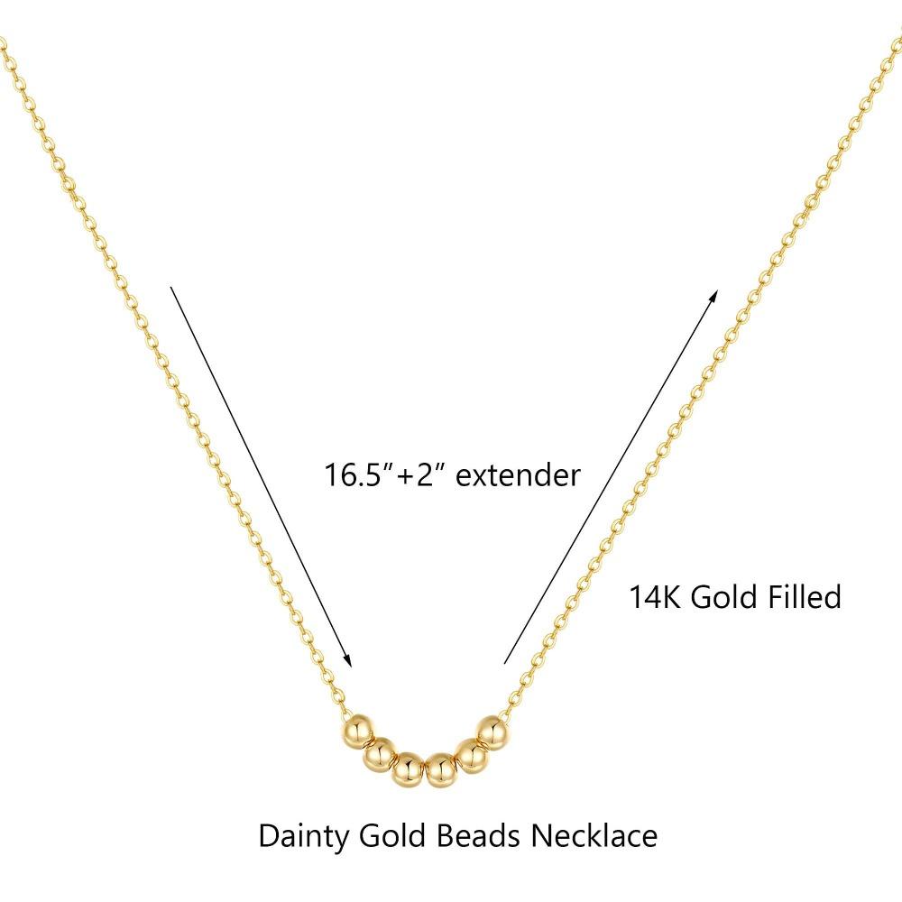 Classic Minimalism Geometric Six Small Golden Beads Necklace Women Gold Color Stainless Steel Does Not Fade Collar Chain Jewelry