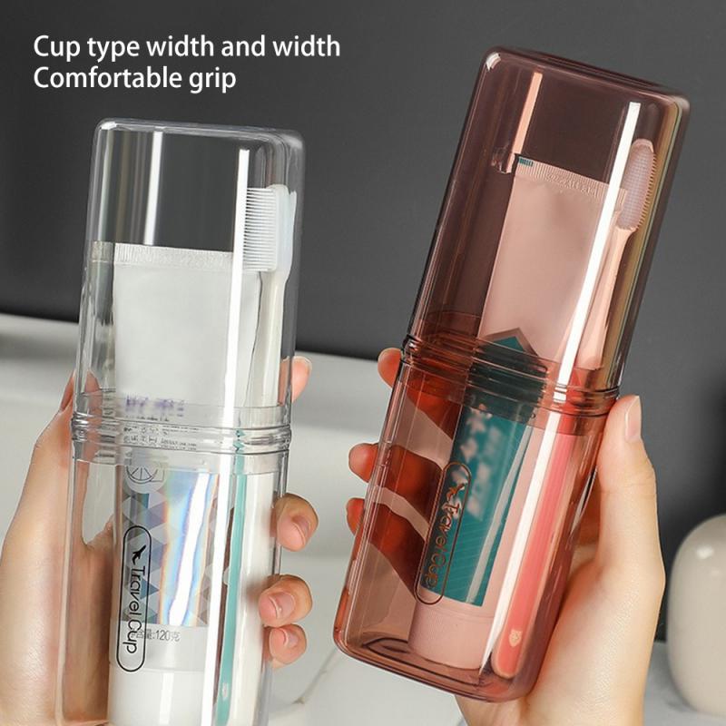 

Travel Toothbrush Storage Cup Portable Outdoor Camping Hotel Multifunctional Dustproof Durable Home Transparent Storage Cup Set