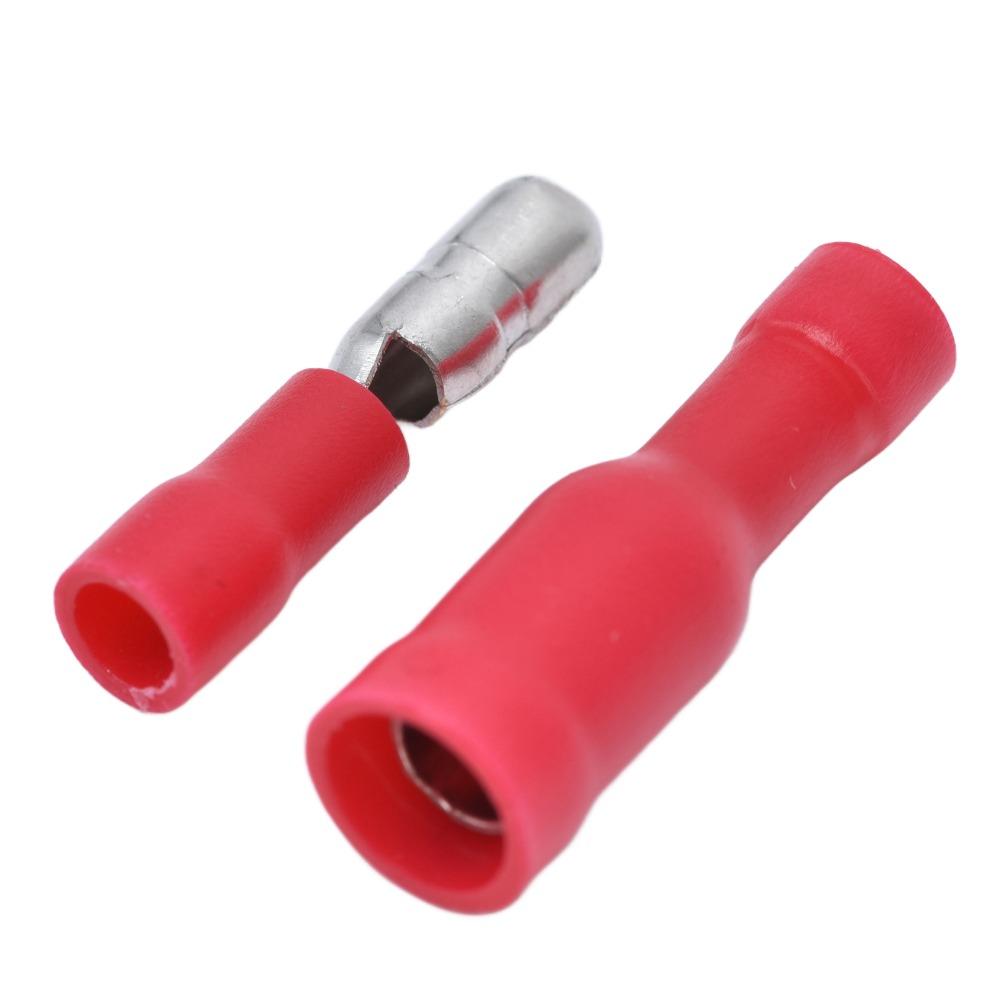 50 Pairs Red Male Female Connectors 22-16 AWG Wire Crimp Connectors Audio Wiring