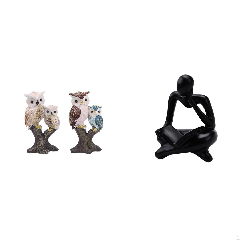 Realistic Owl Animal Sculpture Figurine for Indoor Office Living Room Party Tabletop Shelf Bookshelf