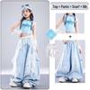 Trendy Blue Jazz Dance Costumes for Girls - Fashionable Performance Outfits for Children's Fashion Shows