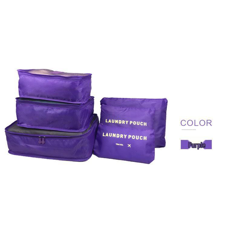 6-Piece Oxford Travel Set: Large Capacity Bag, Underwear & Bra Organizer, Shoe Bag