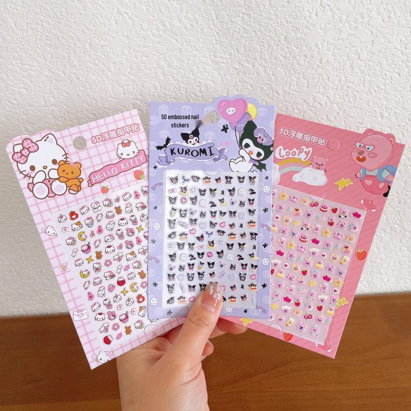 5D Embossed Cartoon Nail and Phone Stickers for Kids