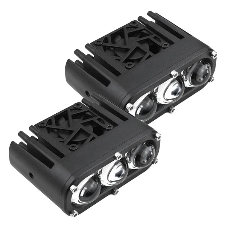 2PC LED Spotlight Pods Motorcycle Car Fog Driving Offroad 30000LM 120W Dual Color With Fun 10V-80V Truck ATV UTV