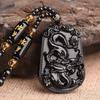 Fashion Chinese Style Zodiac Obsidian Carving Animal Horse Pendant Charm Men and Women Couple Amulet Necklace