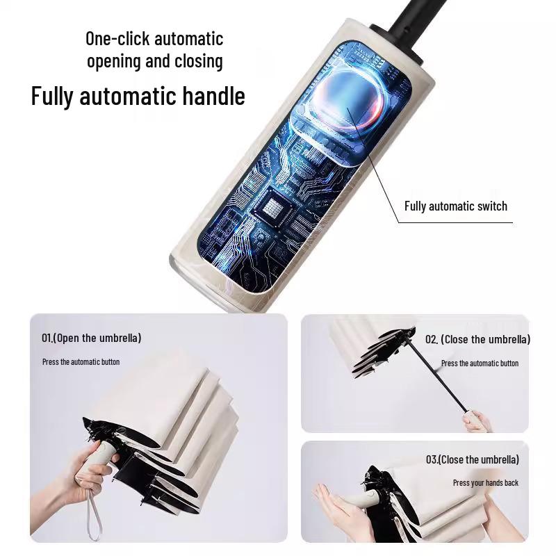 Extra Large Dual-Use Folding Umbrella, Auto-Open, Reinforced for Rain & Sun, UV Protection, Sunshade for Women & Men