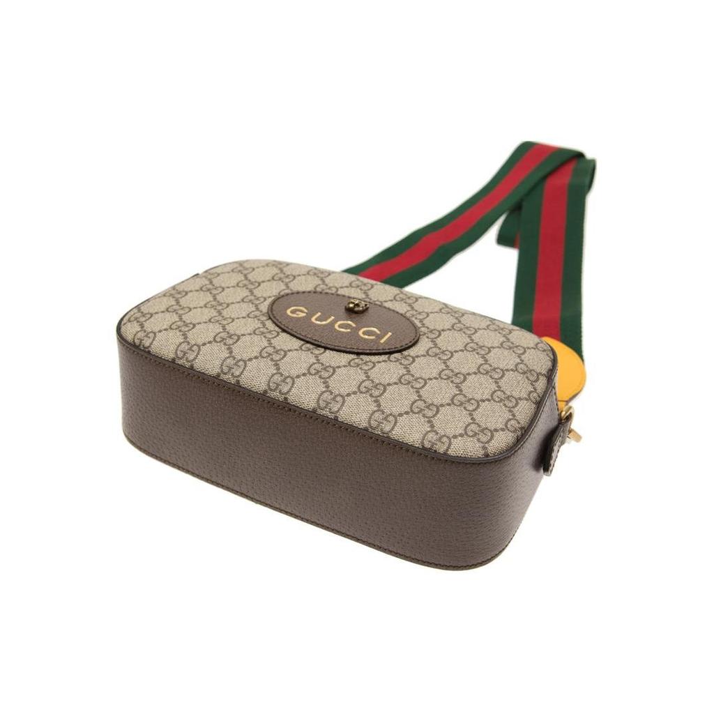 Gucci Neo Vintage Series Gold Foil Logo Metal Tiger Head Monogram Canvas And Leather Camera Bag Unisex Shoulder Bag Ebony Brown 476466-K9GVT-8856