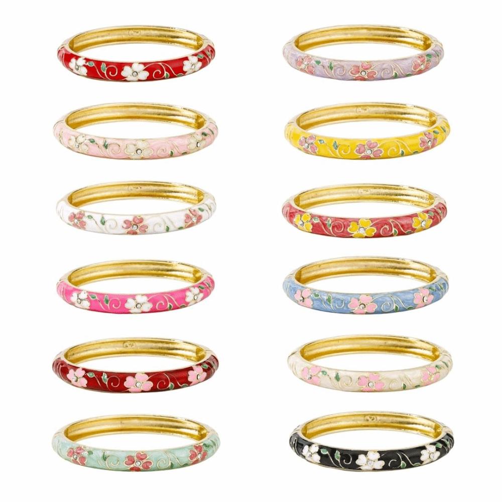 Enamel Vintage Cloisonne Bangle Traditional Chinese Chinese Flower Bangle Classic Cherry Blossom Women's Hand Bracelet