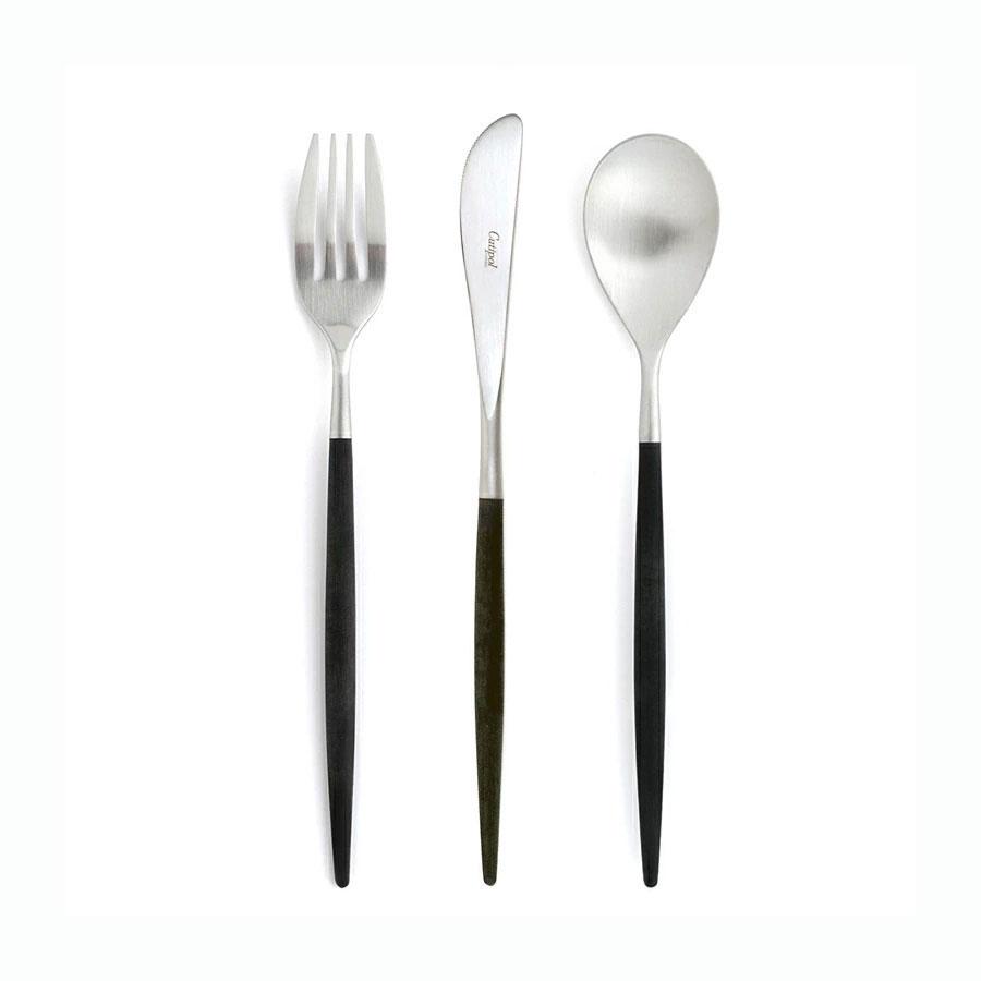 Cutipol MIO Dessert 3-Piece Set Black Silver Knife Fork Spoon 1 each