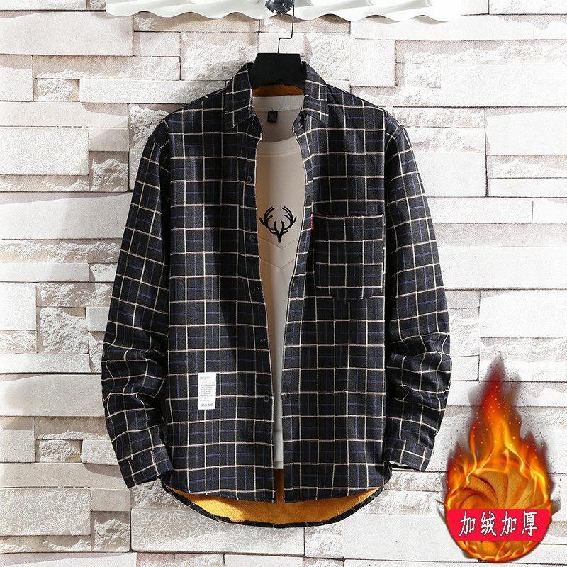 Thickened Warm Shirt Men's Plaid Casual Shirt