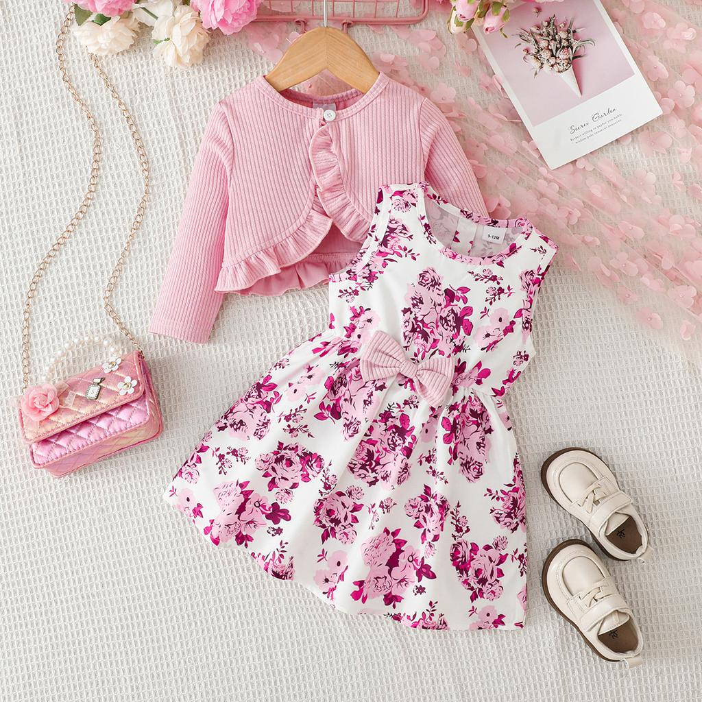 Girls' Princess Dress Two-Piece Set, Stylish Tweed-Inspired Outfit