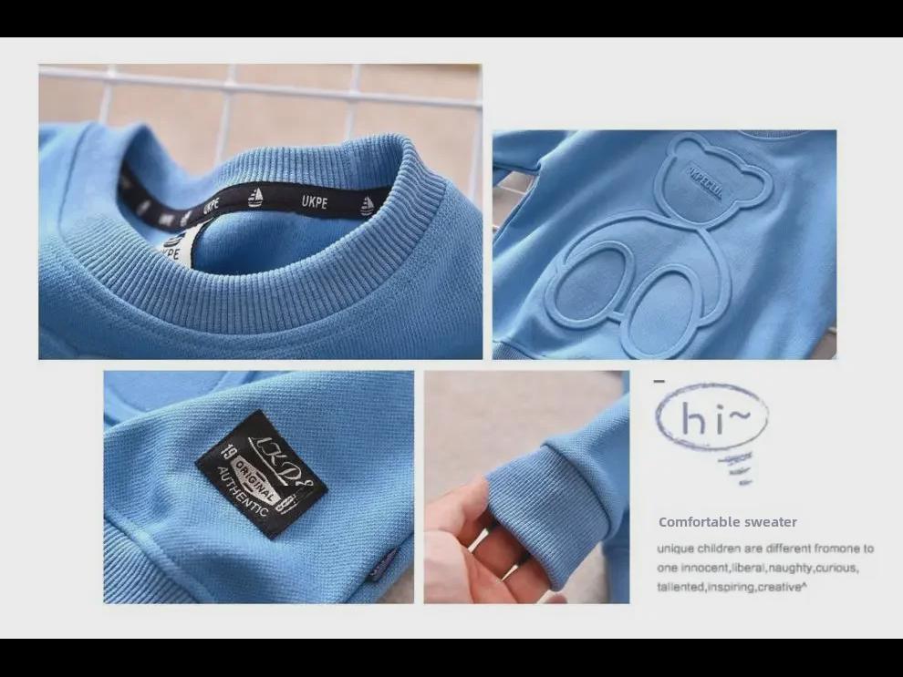 Korean Style Boys' Cartoon Bear Long Sleeve T-shirt, Spring/Autumn 2023 Collection